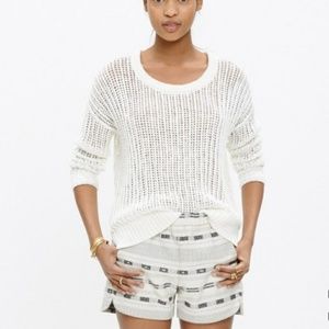 Madewell Grid Pullover Crochet Knit Sweater SZ S